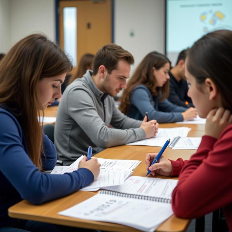 sinh viên làm bài trắc nghiệm kế toán